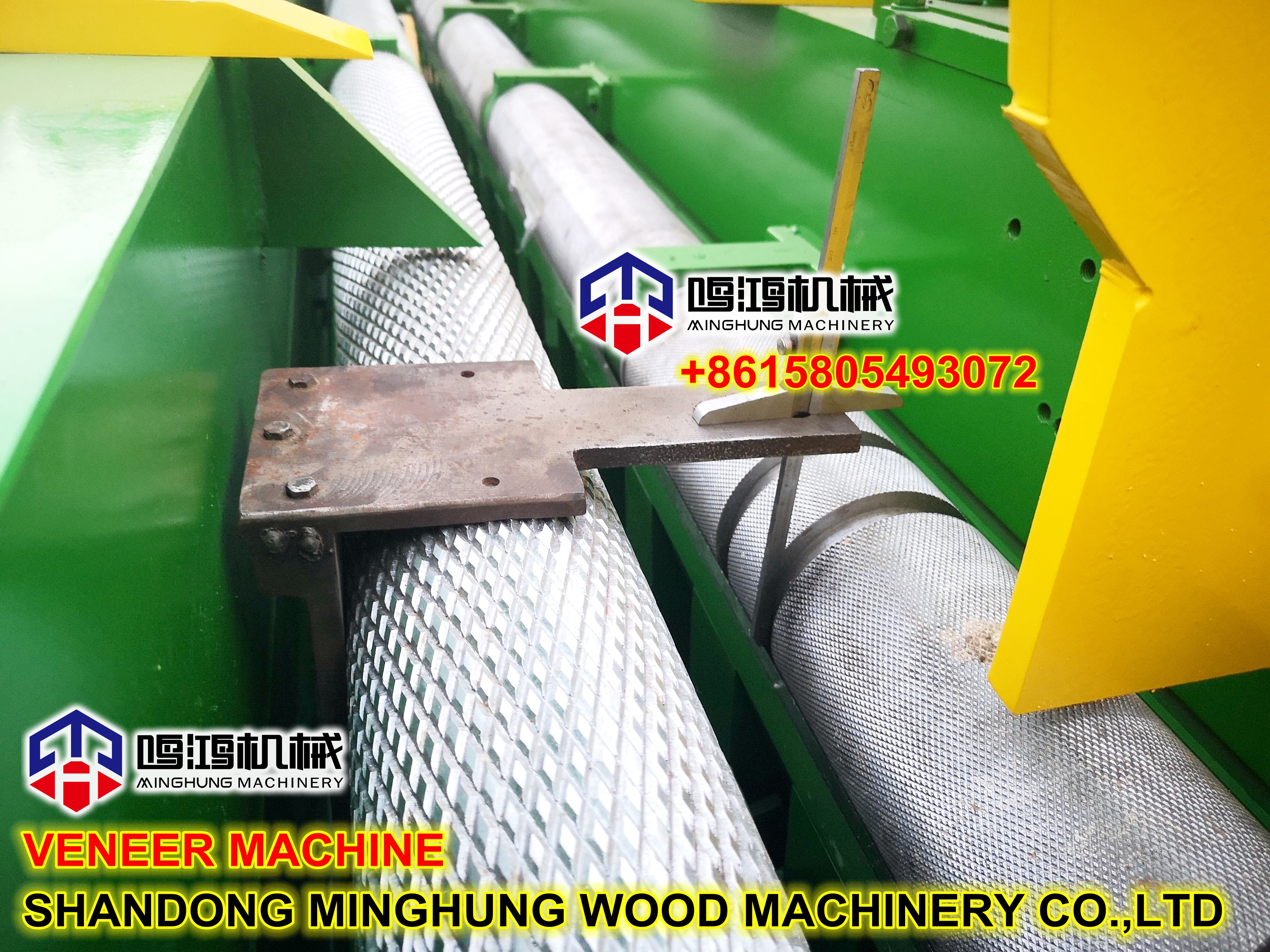 Измерение высоты ножа токарного станка для шпона