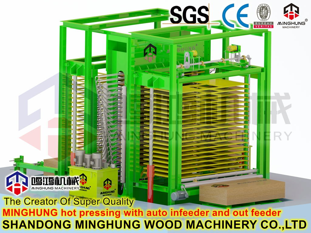 машина для горячего прессования с автоматической подачей и выходной машиной