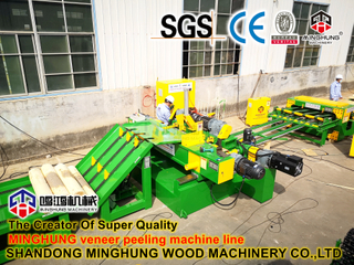 Máquina de descascamento de folheado de madeira compensada na serraria