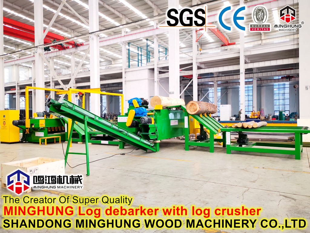 окорочная машина для бревен с дробилкой для бревен, 