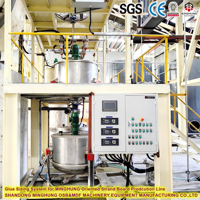 Система размера клея для линии подразделения для ориентированной платы пряди